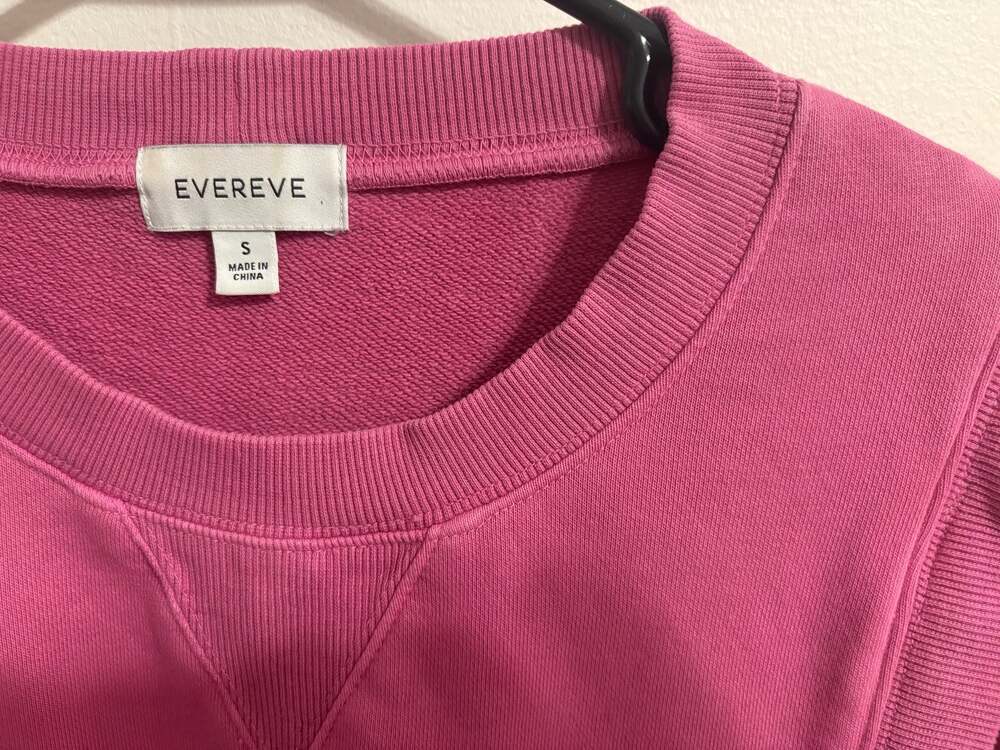 Evereve Ruth Structured Crewneck Sweatshirt Pink Size Small - Picture 3 of 6
